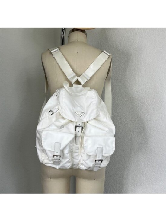 PRADA White Logo Re-Nylon Backpack Unisex Italy main image 6